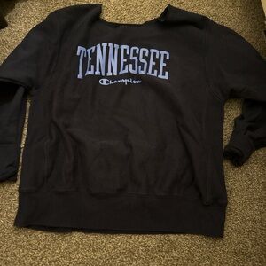 Champion Black Crewneck with Light Blue Tennessee Print